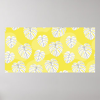 Summer seamless pattern with white stylised monste poster