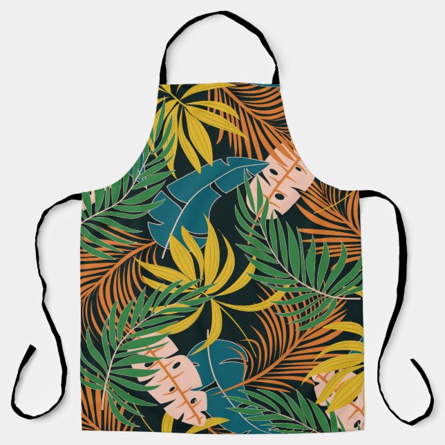 Summer seamless tropical pattern with bright yello apron (Front)