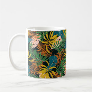 Summer seamless tropical pattern with bright yello coffee mug