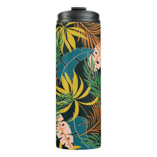 Summer seamless tropical pattern with bright yello thermal tumbler