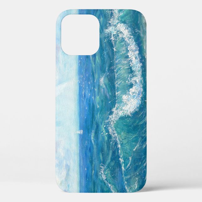 Summer seascape, blue waves, acrylic painting. Case-Mate iPhone case (Back)