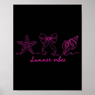 Summer Seashell Coquette Bow Summer Vibes Beach Poster