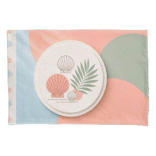 Summer Seashell & Palm Leaf Pillowcase • Tropical