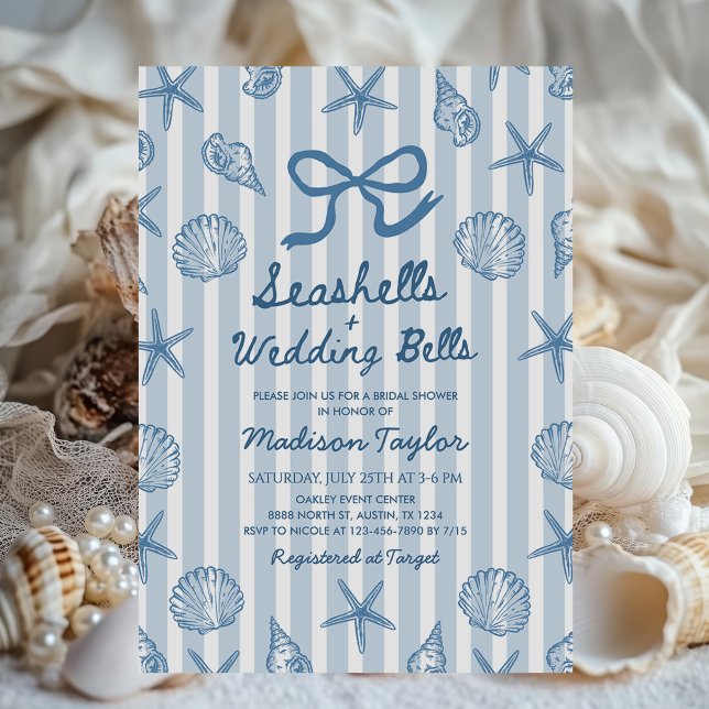 Summer Seashells and Wedding Bells Bridal Shower Invitation (Creator Uploaded)