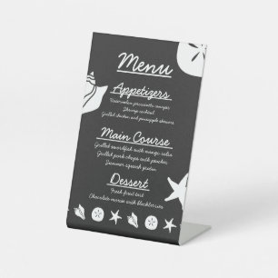 Summer Seashells in Black Pedestal Sign