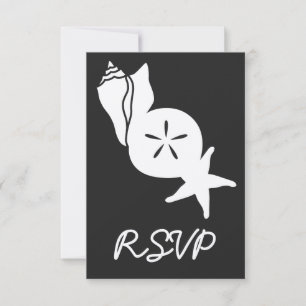 Summer Seashells in Black RSVP Card