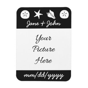 Summer Seashells in Black Save-the-Date Magnet