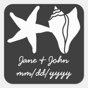 Summer Seashells in Black Sticker