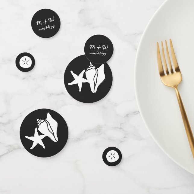 Summer Seashells in Black Table Confetti (Group)