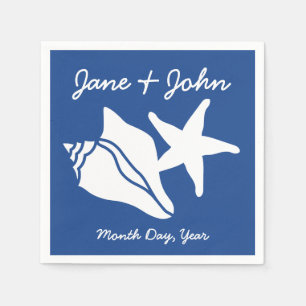 Summer Seashells in Blue Napkins