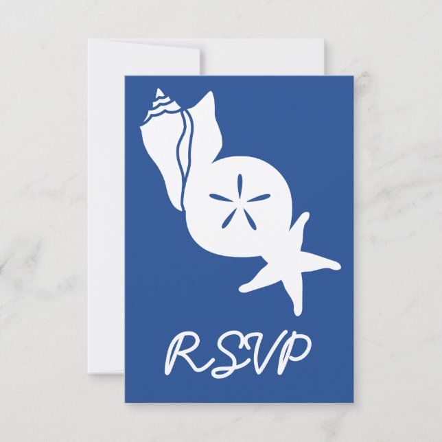 Summer Seashells in Blue RSVP Card (Front)