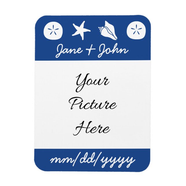 Summer Seashells in Blue Save-the-Date Magnet (Vertical)