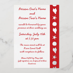 Summer Seashells in Cherry Foil Invitation