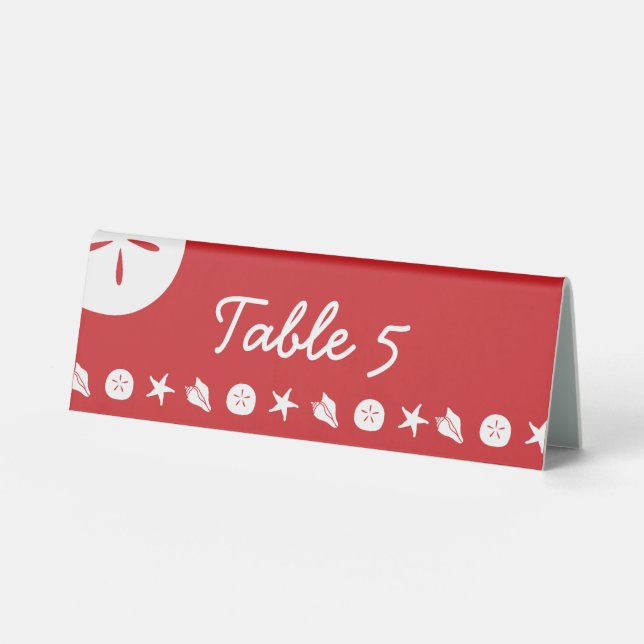 Summer Seashells in Cherry Table Tent Sign (Front)