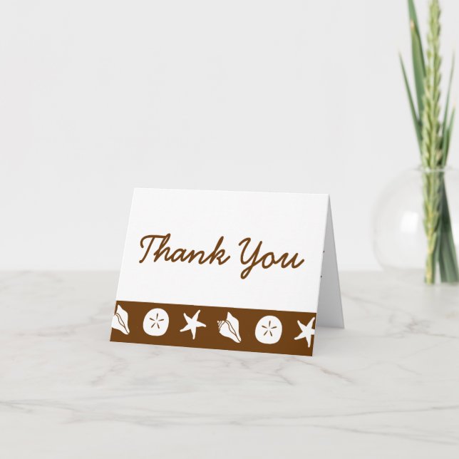 Summer Seashells in Chocolate Thank You Card (Front)
