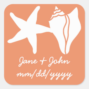 Summer Seashells in Coral Sticker