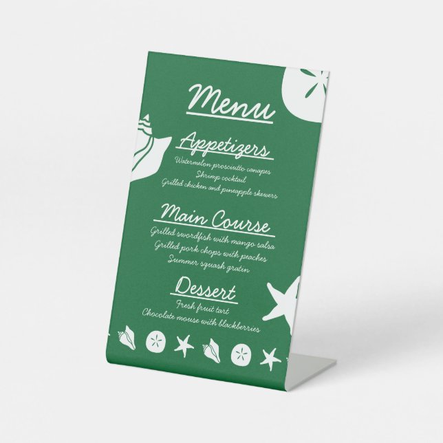 Summer Seashells in Green Pedestal Sign (Front)