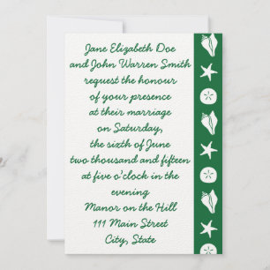 Summer Seashells in Green Wedding Invitation