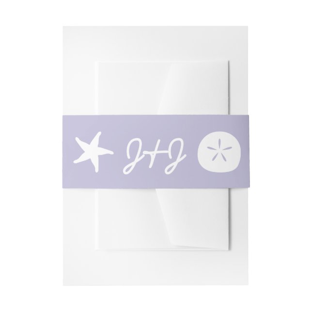 Summer Seashells in Lavender Invitation Belly Band (Front Example)