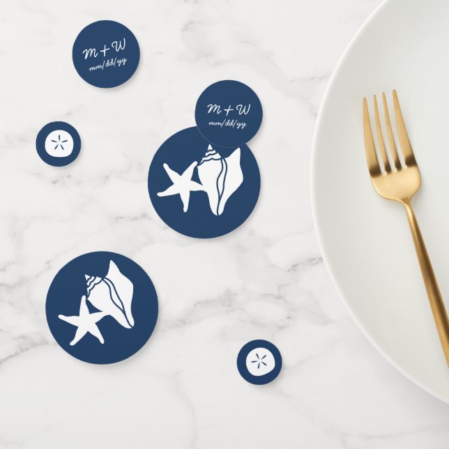 Summer Seashells in Navy Table Confetti (Group)