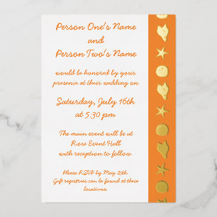 Summer Seashells in Orange Foil Invitation