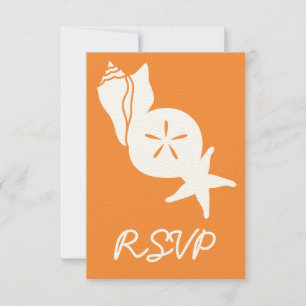 Summer Seashells in Orange RSVP Card