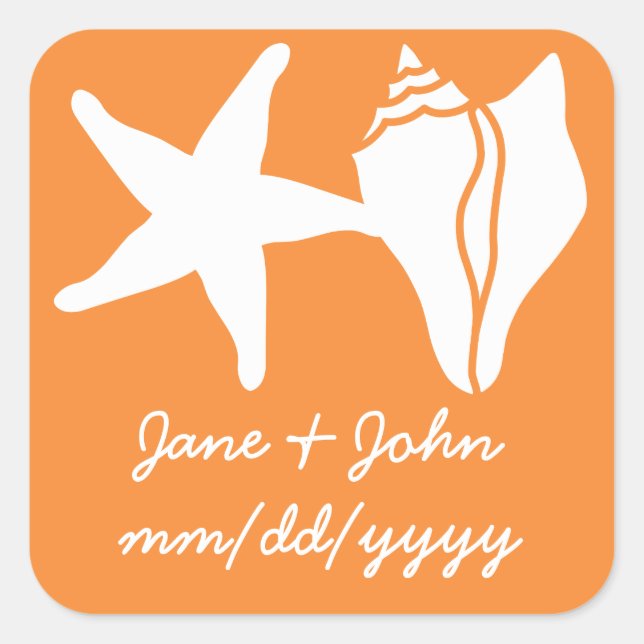 Summer Seashells in Orange Sticker (Front)