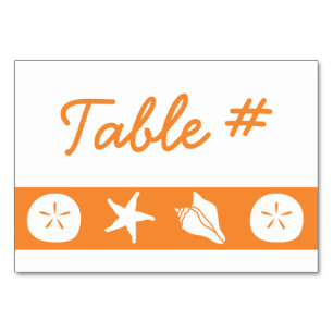 Summer Seashells in Orange Table Card