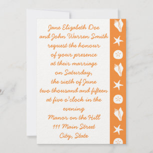 Summer Seashells in Orange Wedding Invitation