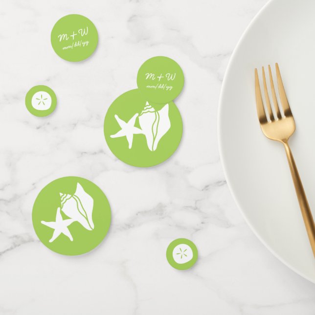 Summer Seashells in Peridot Table Confetti (Group)