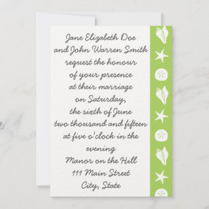 Summer Seashells in Peridot Wedding Invitation