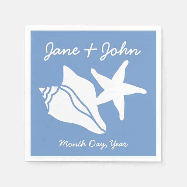 Summer Seashells in Periwinkle Napkins (Front)