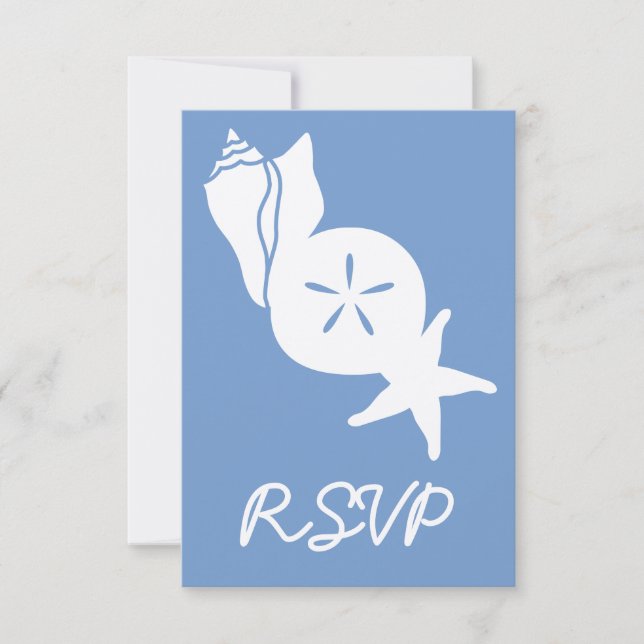 Summer Seashells in Periwinkle RSVP Card (Front)