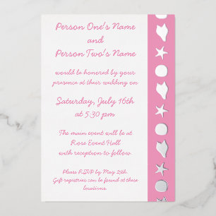 Summer Seashells in Petal Pink Foil Invitation