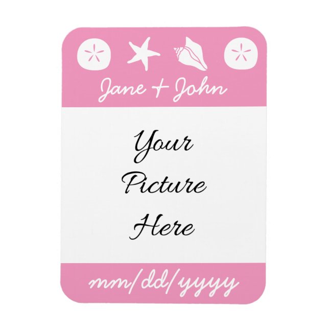 Summer Seashells in Petal Pink Reminder Magnet (Vertical)