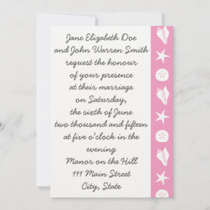 Summer Seashells in Petal Pink Wedding Invitation