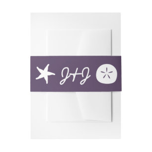Summer Seashells in Purple Invitation Belly Band