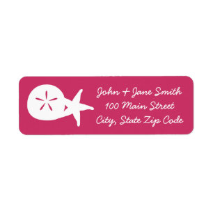 Summer Seashells in Raspberry Return Address Label
