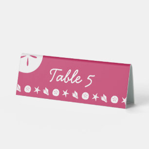 Summer Seashells in Raspberry Table Tent Sign