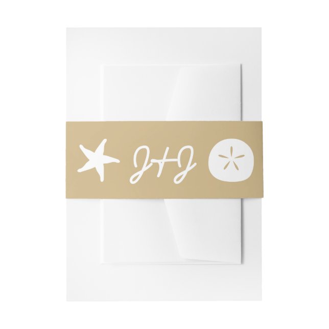 Summer Seashells in Sand Invitation Belly Band (Front Example)