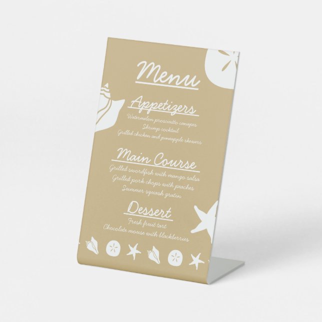Summer Seashells in Sand Pedestal Sign (Front)