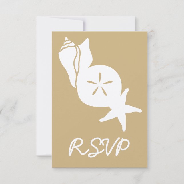 Summer Seashells in Sand RSVP Card (Front)