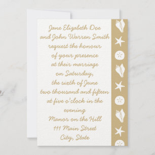 Summer Seashells in Sand Wedding Invitation