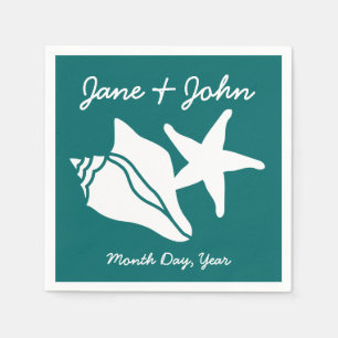 Summer Seashells in Teal Napkins