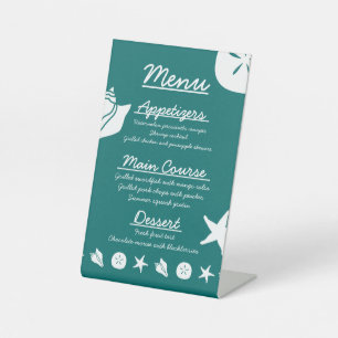Summer Seashells in Teal Pedestal Sign