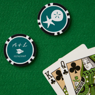 Summer Seashells in Teal Poker Chips