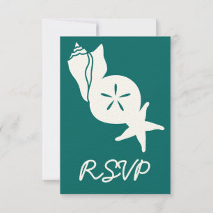 Summer Seashells in Teal RSVP Card