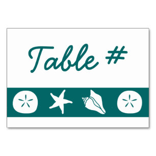 Summer Seashells in Teal Table Card