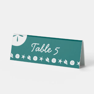 Summer Seashells in Teal Table Tent Sign