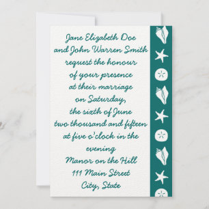 Summer Seashells in Teal Wedding Invitation